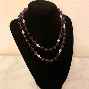 💗Gump’s 14k gold large bead Amethyst long necklace.  AAA++++quality!!!